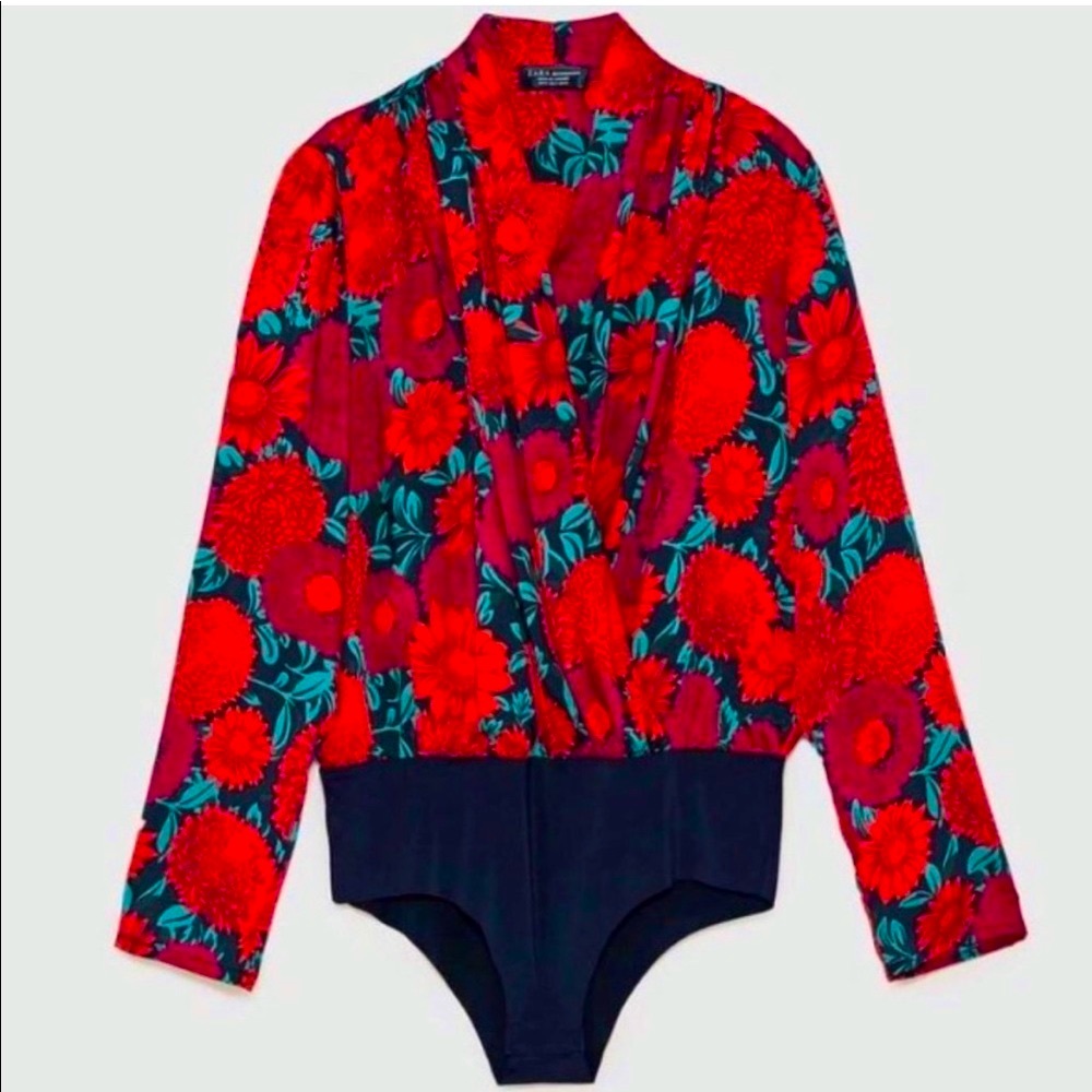 Zara floral print bodysuit